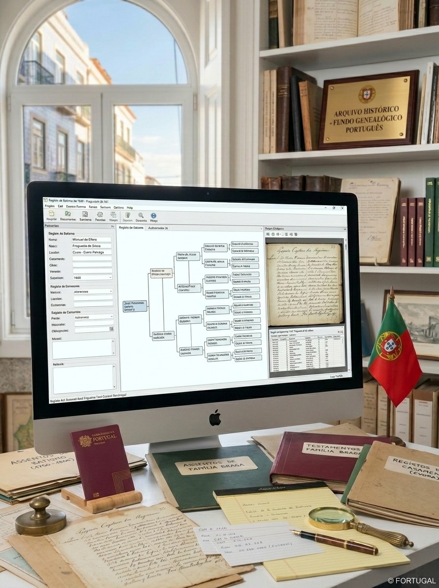 Árvore genealógica em computador